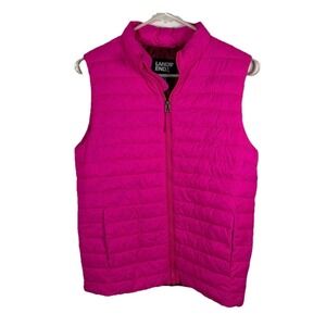 Lands End PrimaLoft Puffer Vest Hot Pink Lightweight Girls Sz L 14-16 Hiking